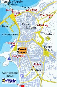 Naxos Hotel Astir - Map of Naxos Town